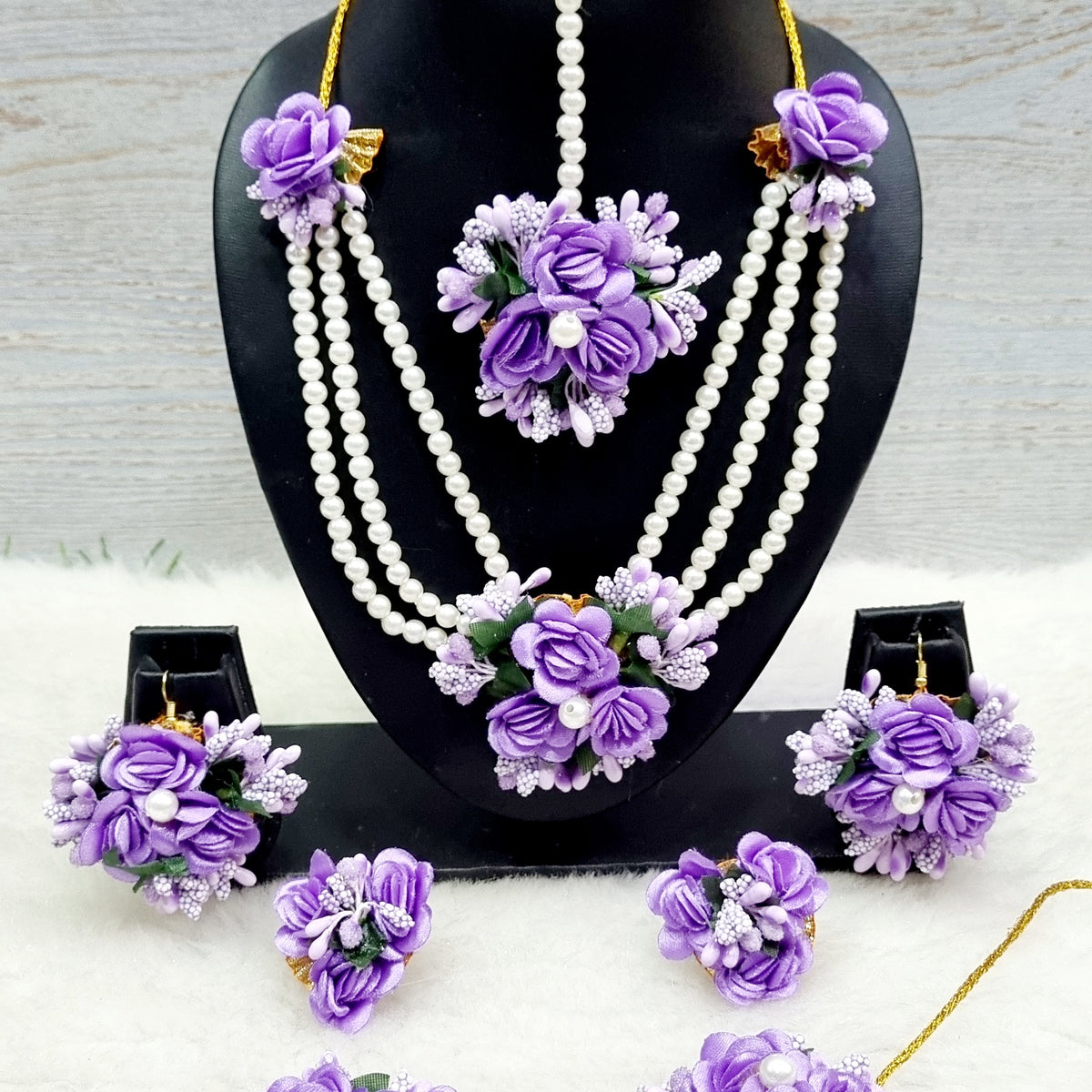 LAVENDER Floral Jewellery Necklace Set for Haldi-Mehndi SKU226