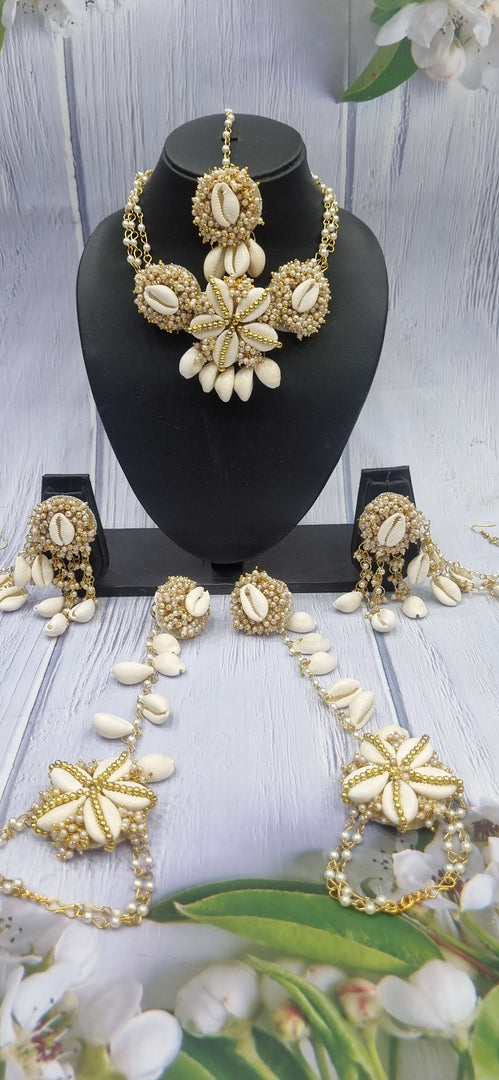 CHOKER SHELL (KAURI) SET WITH BAJRA for Haldi-Mehndi SKU424
