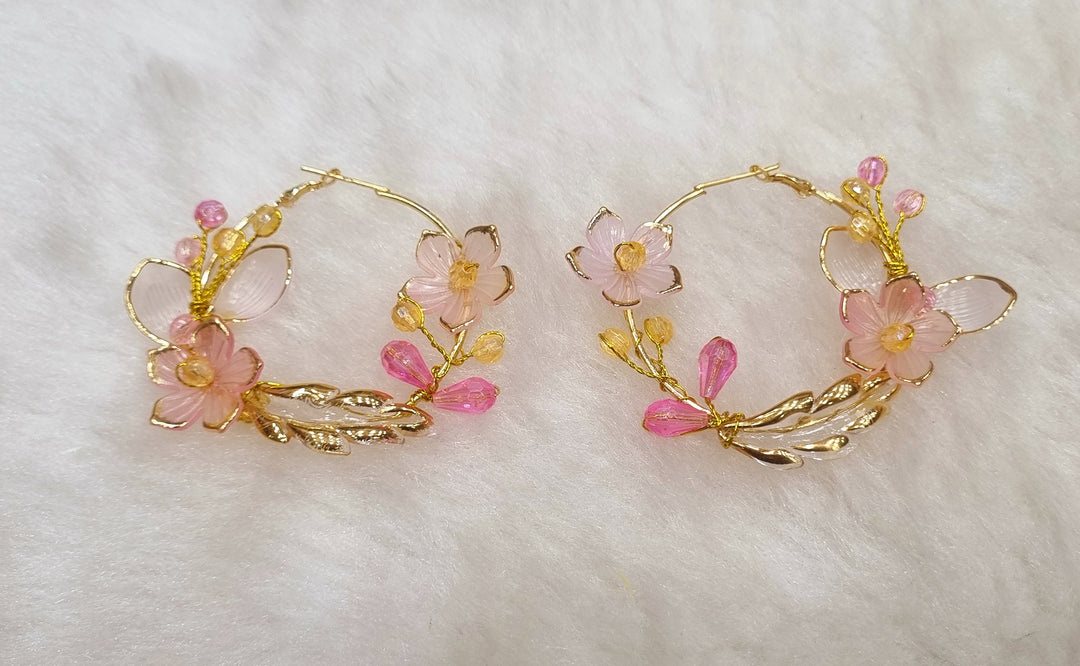 Pink leafee earring sku47