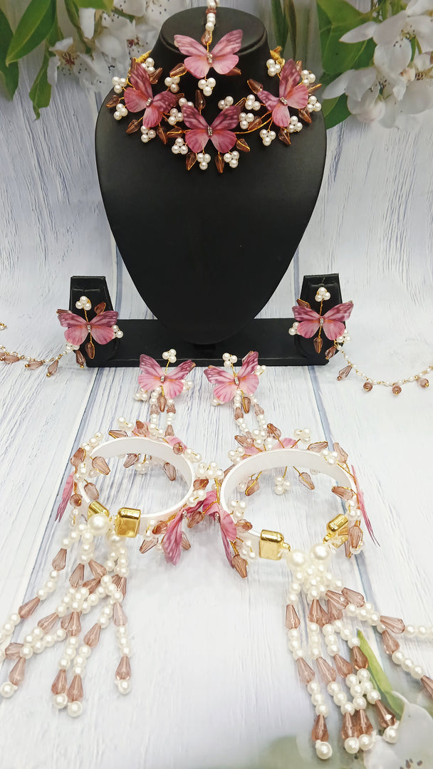 BRIK COLOUR  BUTTERFLY WITH COCA COLA CRYSTAL HANDMADE Jewellery Sets for Womens SKU498