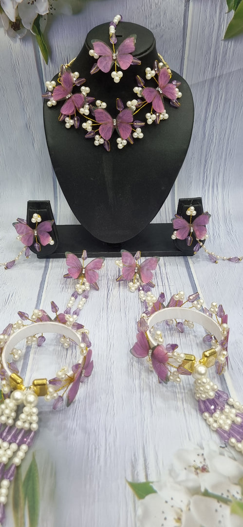 DARK PURPLE BUTTERFLY CRYSTALS HANDMADE Jewellery Sets for Womens SKU495