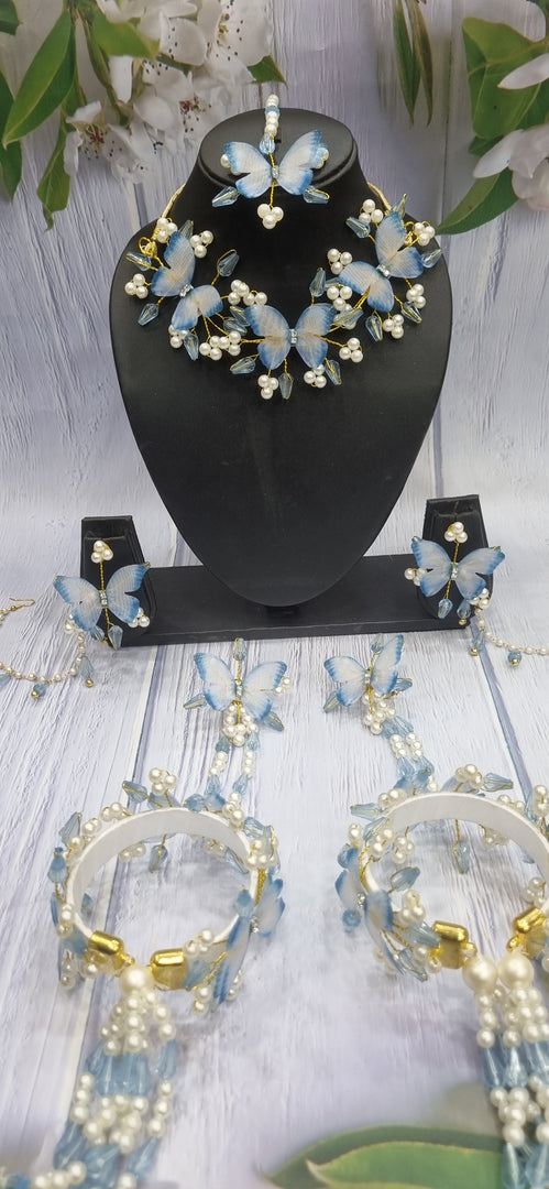 SKY BLUE CLOUD SHADES  BUTTERFLY CRYSTAL HANDMADE Jewellery Sets for Womens SKU505