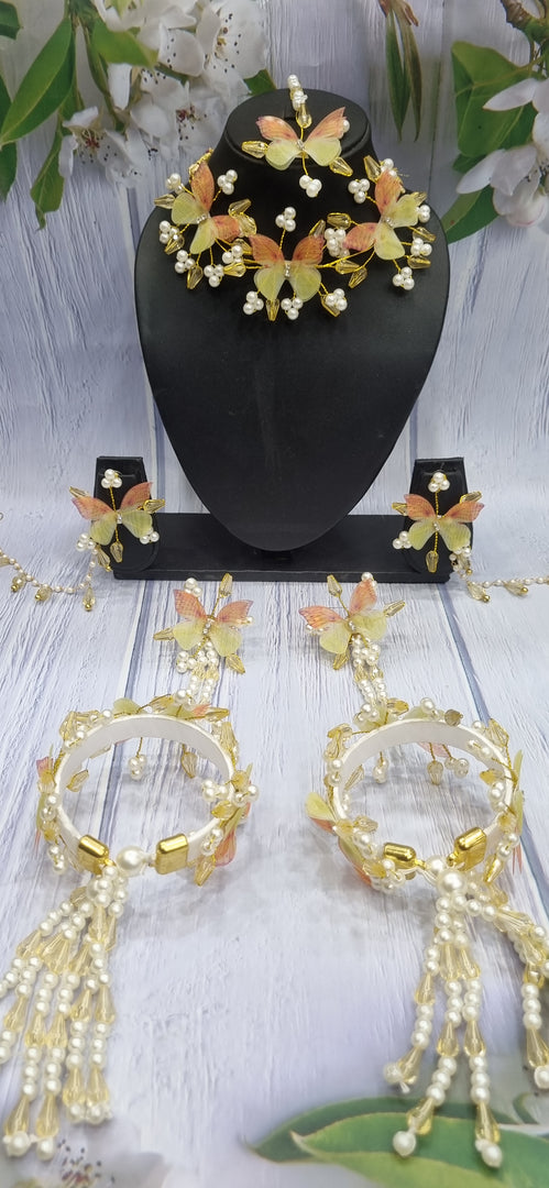SUNDOWN YELLOW BUTTERFLY JEWELLERY Set for Haldi-Mehndi SKU421