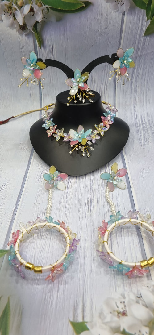 MULTICOLOUR RESIN WITH ACRYLIC FLOWER SET SKU515