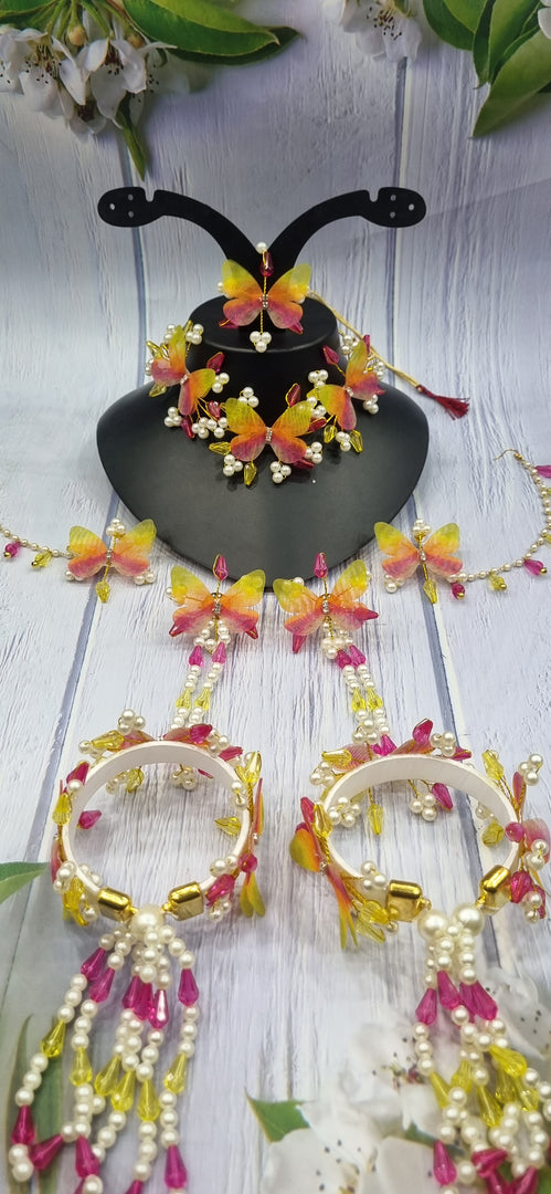MULTICOLOUR BUTTERFLY CRYSTAL HANDMADE Jewellery Sets for Womens SKU564