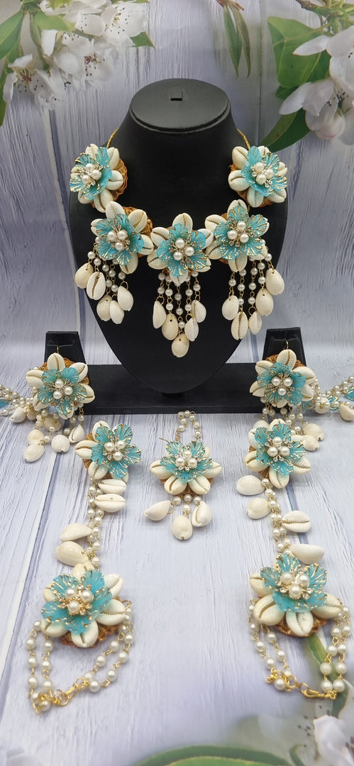 SKY BLUE ACRYLIC SHELL HANDMADE Jewellery Sets for Womens SKU529