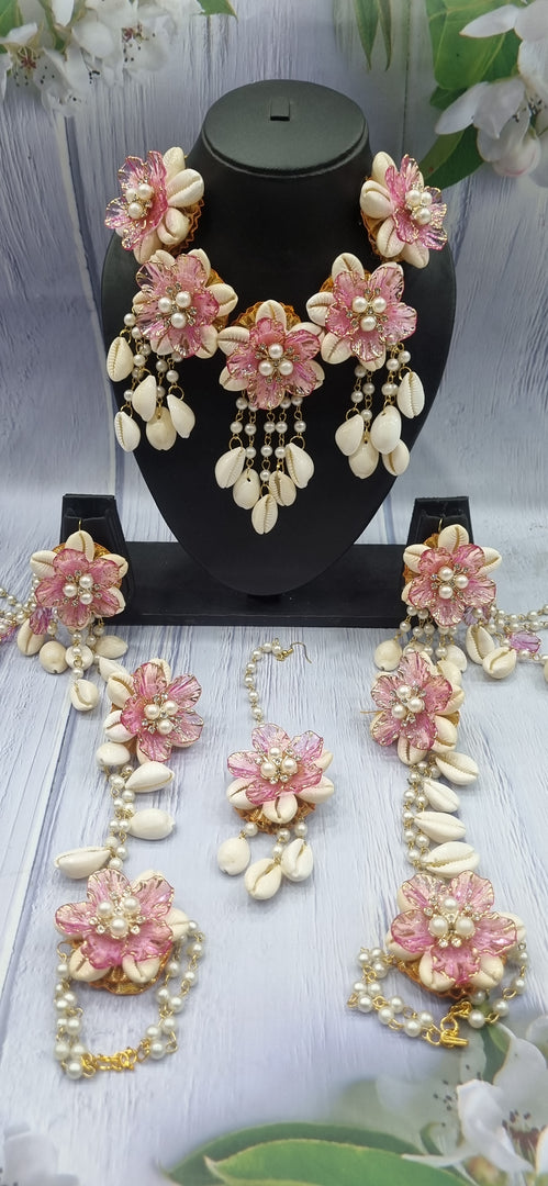 PINK ACRYLIC SHELL HANDMADE Jewellery Sets for Womens SKU528
