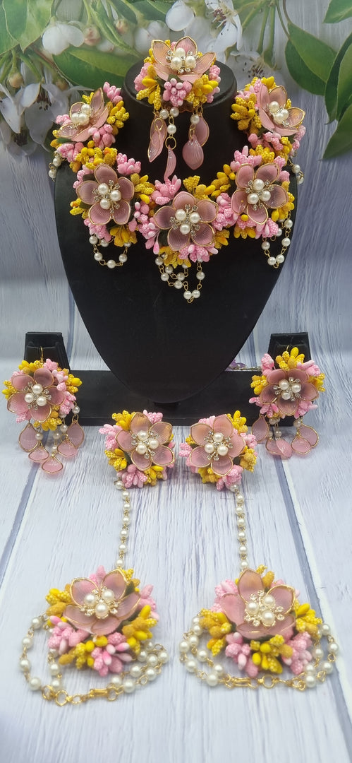 ACRYLIC PINK FLOWER HANDMADE Jewellery Sets for Womens SKU530