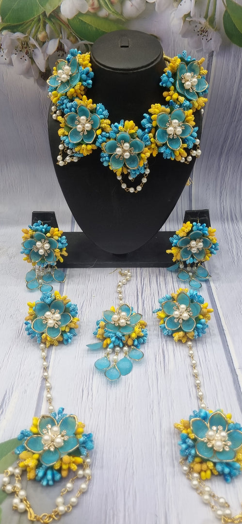 ACRYLIC SKY BLUE FLOWER HANDMADE Jewellery Sets for Womens SKU532