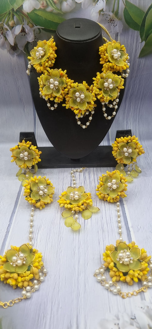 ACRYLIC YELLOW FLOWER HANDMADE Jewellery Sets for Womens SKU534