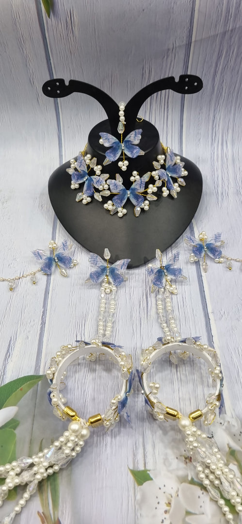 ROYAL BLUE BUTTERFLY CRYSTAL HANDMADE Jewellery Sets for Womens SKU546