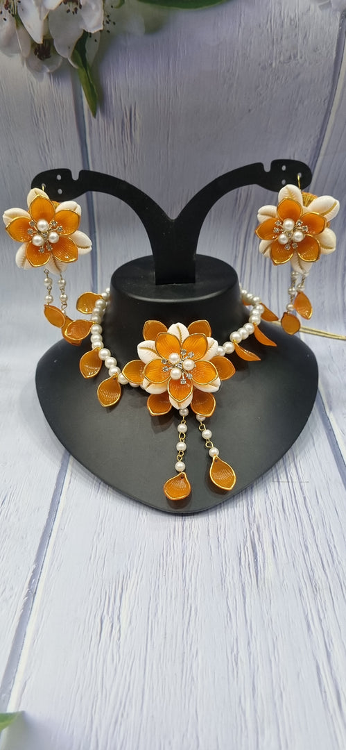ORANGE ACRYLIC SHELL HANDMADE Jewellery Sets for Womens SKU561