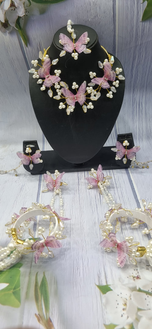 LAVENDAR & PINK BUTTERFLY CRYSTAL HANDMADE Jewellery Sets for Womens SKU567