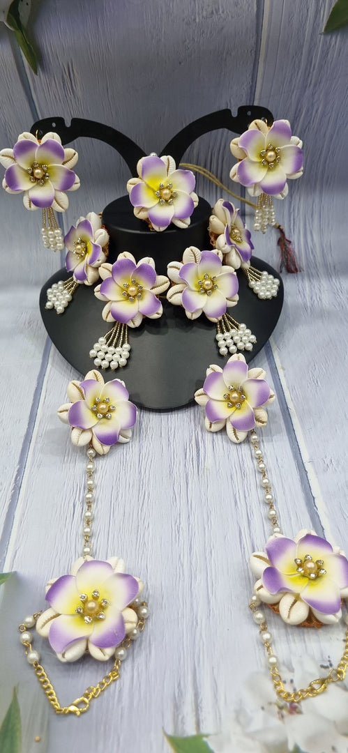 LAVENDAR FLOWER SHELL HANDMADE Jewellery Sets for Womens SKU576