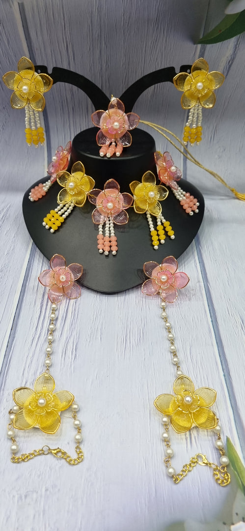 PINK & YELLOW BLUE ACRYLIC HANDMADE Jewellery Sets for Womens SKU581