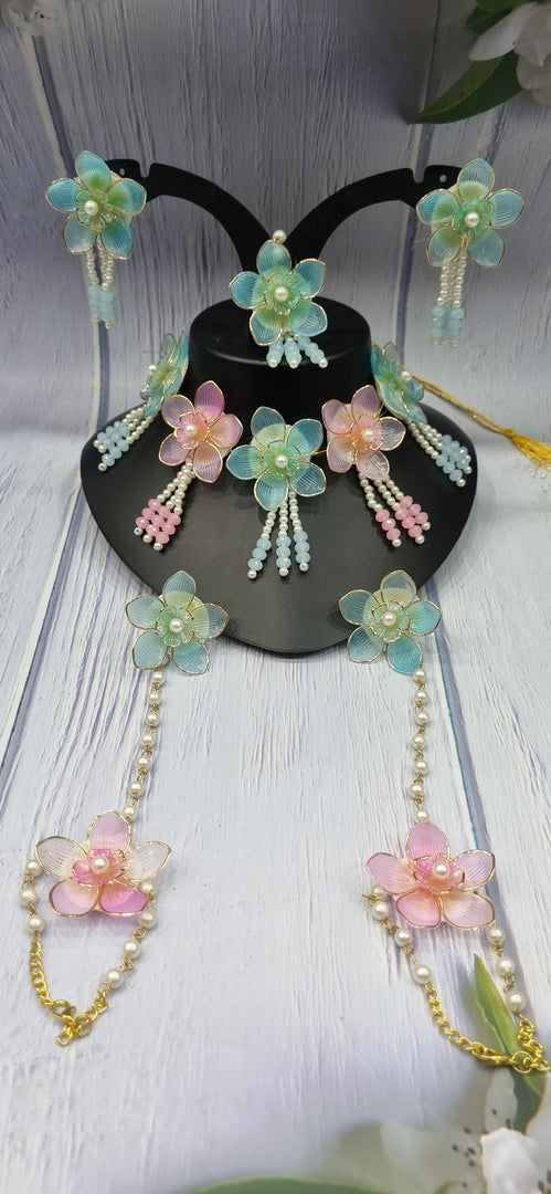 SKY BLUE & PINK ACRYLIC HANDMADE Jewellery Sets for Womens SKU584
