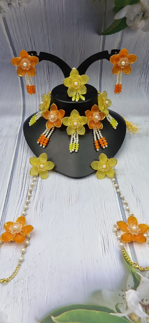 YELLOW & ORANGE ACRYLIC HANDMADE Jewellery Sets for Womens SKU585