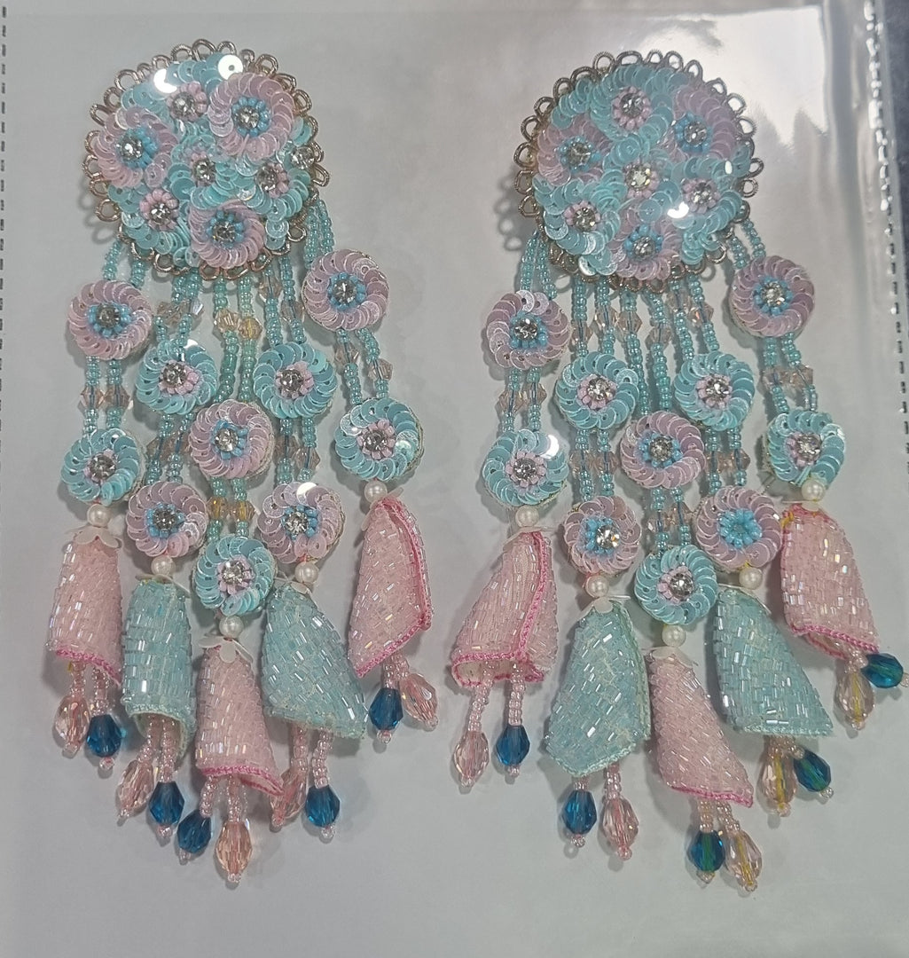 SKY BLUE & PINK SEQUENCE EARRINGS  for Womens SKU605
