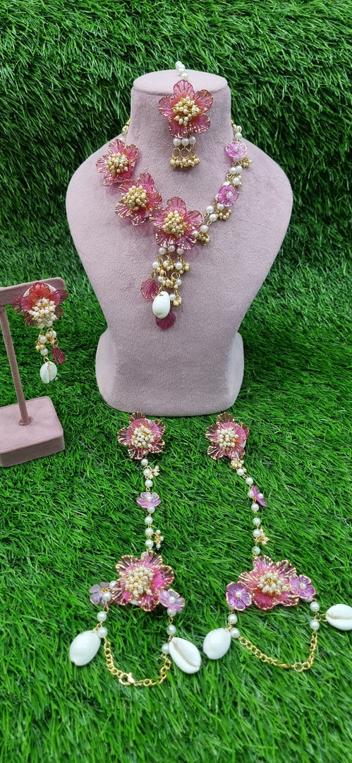PINK  ACRYLIC HANDMADE Jewellery Sets for Womens SKU611