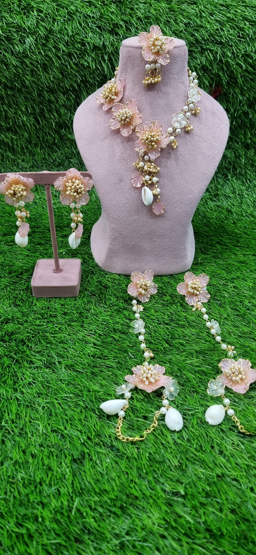 BABY PINK ACRYLIC HANDMADE Jewellery Sets for Womens SKU613