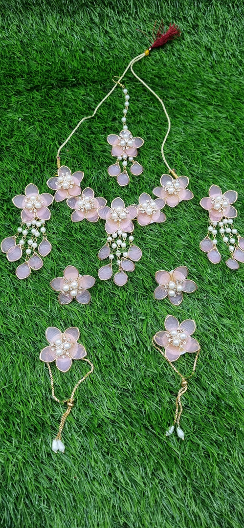 BABY PINK ACRYLIC HANDMADE Jewellery Sets for Womens SKU609