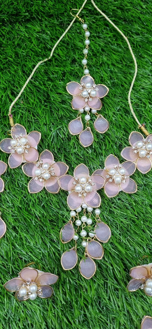 BABY PINK ACRYLIC HANDMADE Jewellery Sets for Womens SKU609