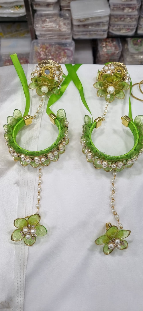 ACRYLIC GREEN COLOUR HATHPHOOL for Womens SKU633