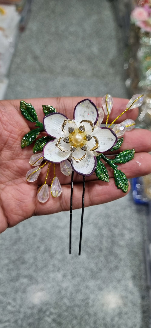 PURPLE LOTUS FLOWER HAIR PIN for Womens SKU623