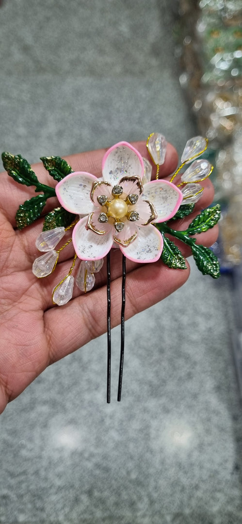 PINK LOTUS FLOWER HAIR PIN for Womens SKU625
