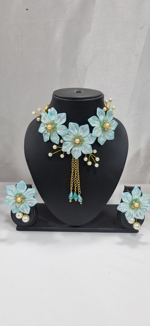 SKY BLUE ACRYLIC HANDMADE Jewellery Sets for Womens SKU629