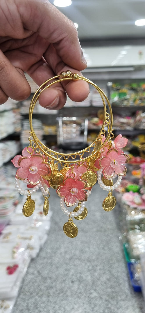 OPENABLE RED FLOWER COIN BANGLES  for Womens SKU 651