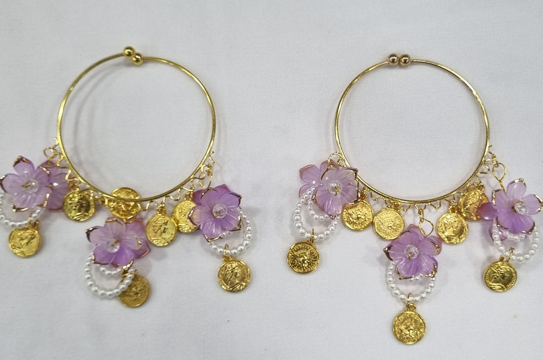 OPENABLE LAVENDAR FLOWER COIN BANGLES  for Womens SKU 652
