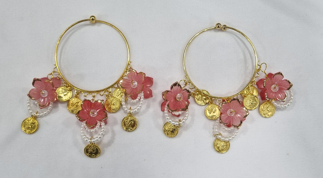 OPENABLE RED FLOWER COIN BANGLES  for Womens SKU 651