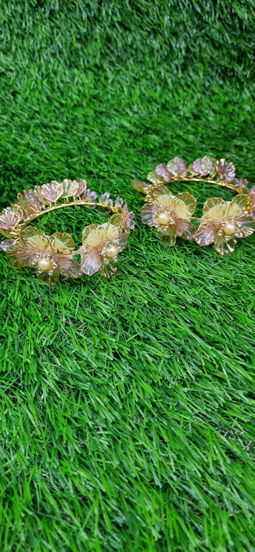 PINK & YELLOW ACRYLIC HANDMADE Jewellery Sets for Womens SKU659