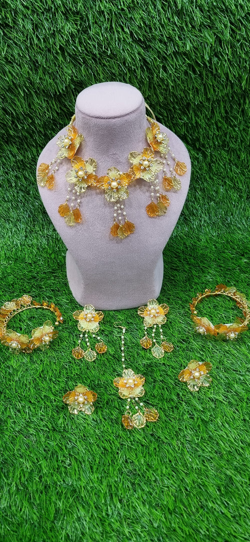 ORANGE & PISTA GREEN ACRYLIC HANDMADE Jewellery Sets for Womens SKU661