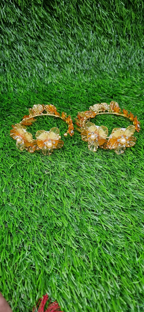 ORANGE & PISTA GREEN ACRYLIC HANDMADE Jewellery Sets for Womens SKU661