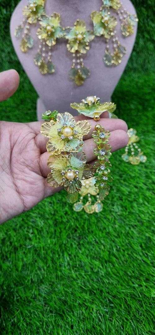PISTA LEMON ACRYLIC HANDMADE Jewellery Sets for Womens SKU662
