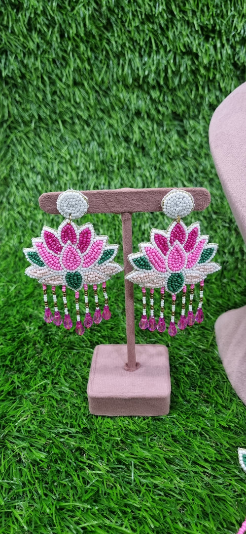 PINK LOTUS BEADED HANDMADE Jewellery Sets for Womens SKU665