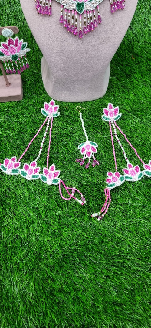 PINK LOTUS BEADED HANDMADE Jewellery Sets for Womens SKU665