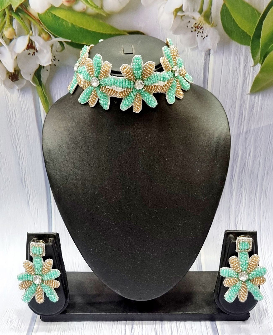 Sea Shady Floral Handmade Necklace Jewellery Earrings Set