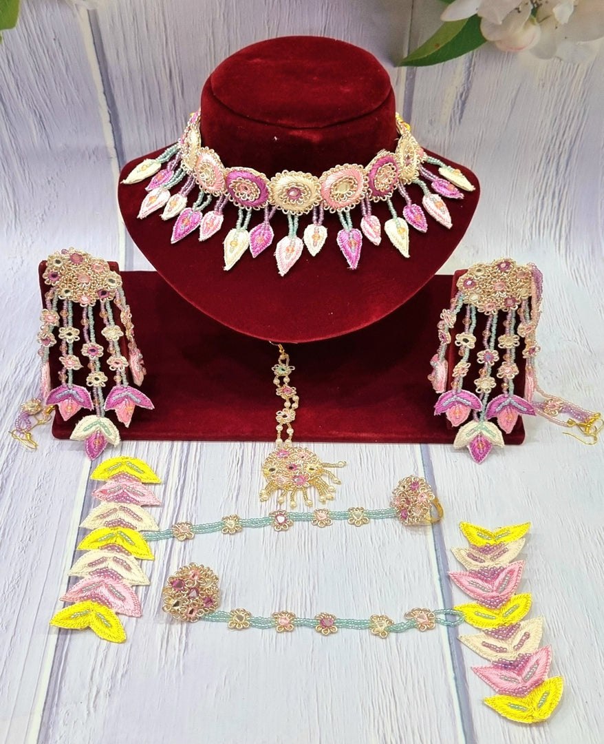 Lavender Pink Handcrafted Necklace Jewellery Earrings Set