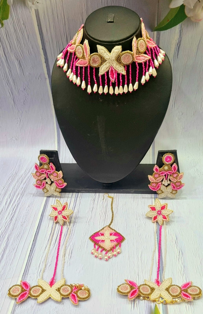 PINK Beads Jewellery Necklace Set for Girls and Women