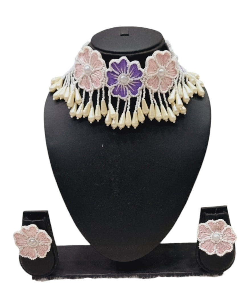 LAVENDER PINK Jewellery Necklace Set for Haldi-Mehndi Ceremony