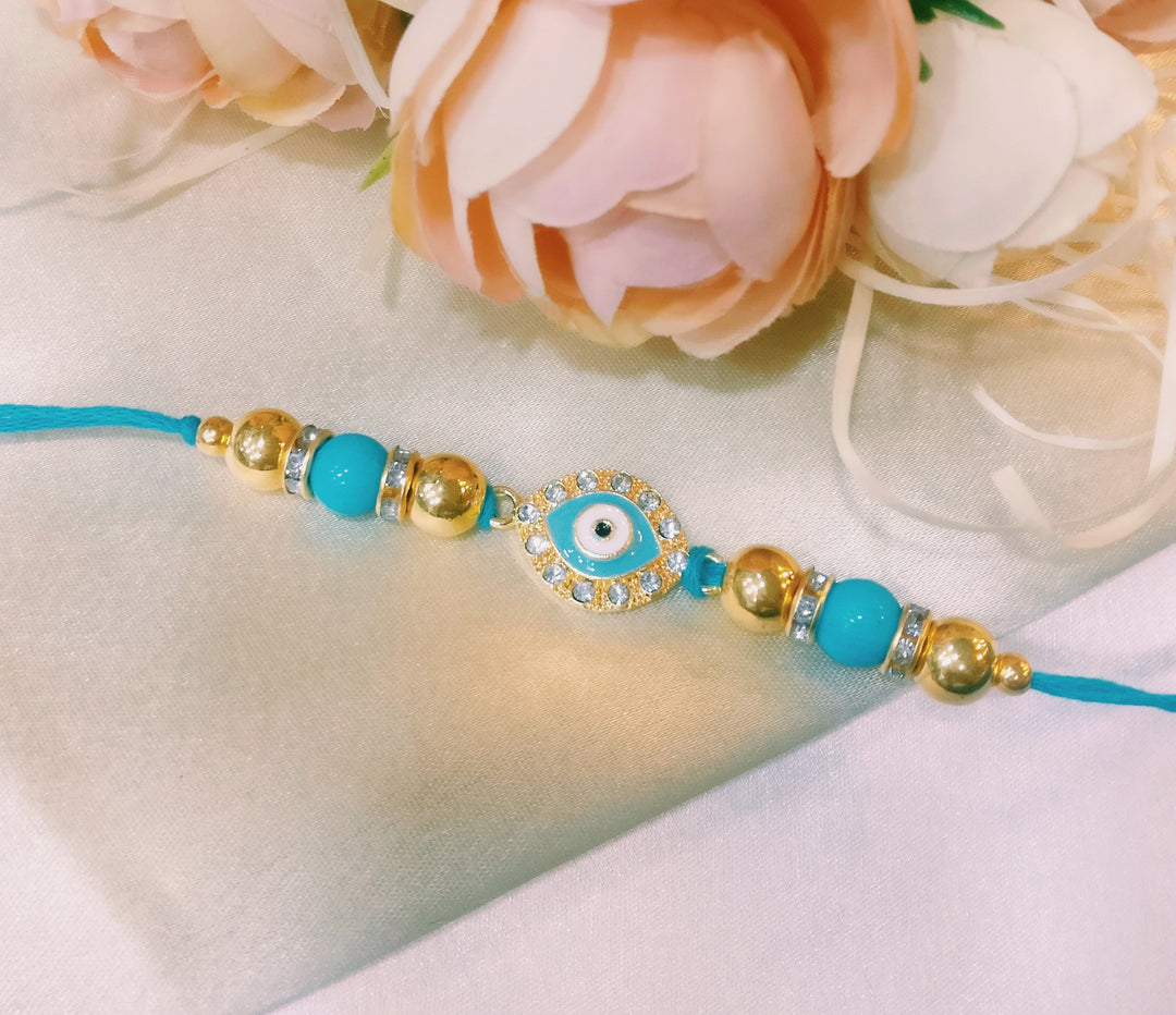 BLUE EVIL EYE BEADS BHAI RAKHI