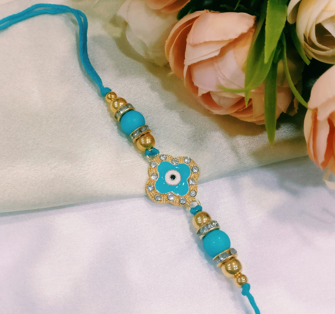 BLUE EVIL EYE STONE BHAI RAKHI