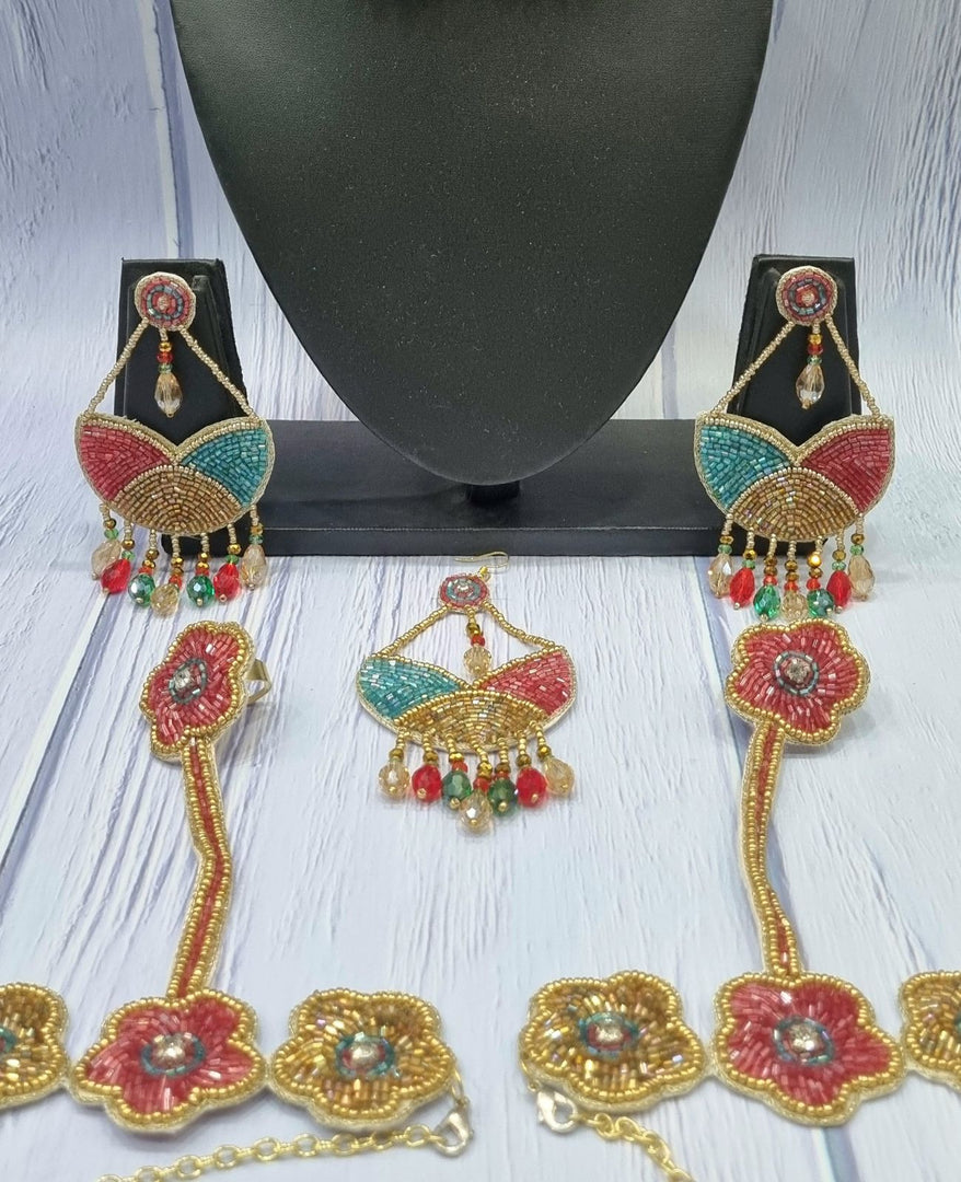 Gold Horizon Colourful Handmade Necklace Jewellery Earrings Set