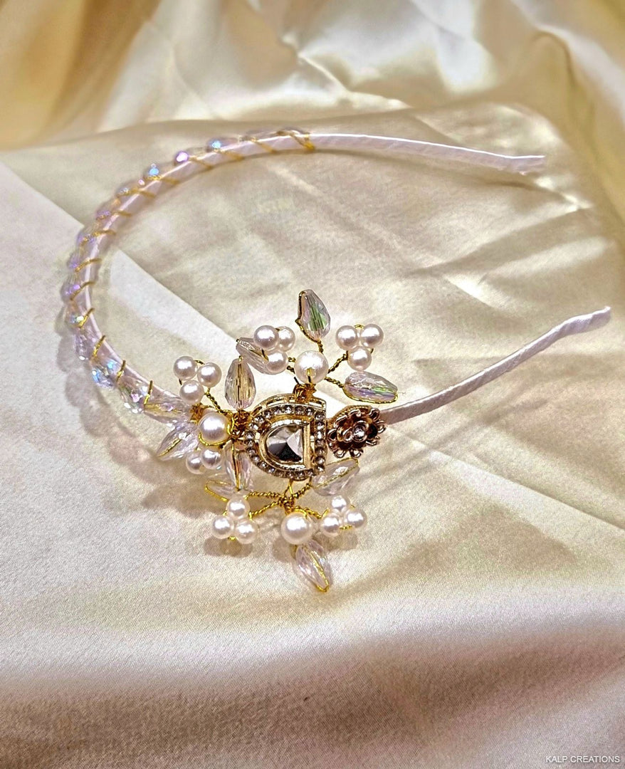 WHITE CRYSTAL HANDMADE HAIRBAND