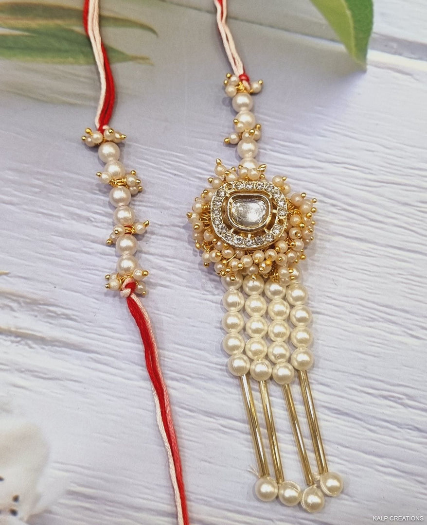 PEARL BEADED STONE PAIR RAKHI