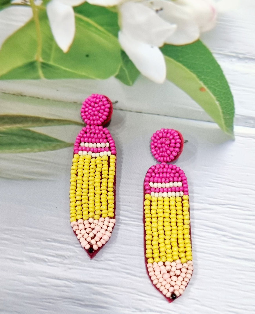 PINK PENCIL HANDMADE EARRINGS