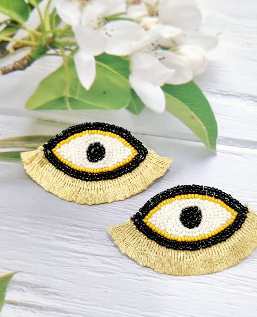 SAND EVIL EYE EARRINGS